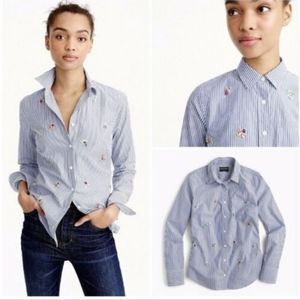 J crew gemstone bug striped button-down